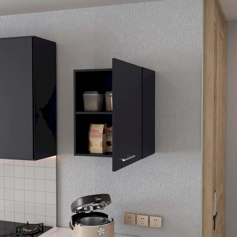 Meuble mural haut noir à 1 porte