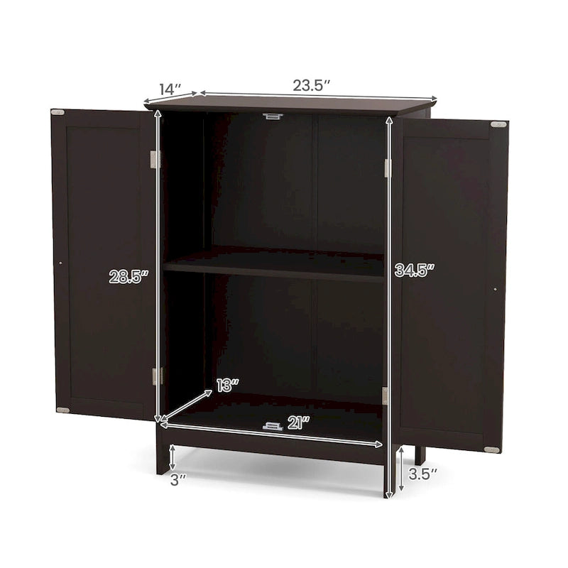 Bathroom Floor Storage Cabinet Double Door Kitchen Cupboard Shoe