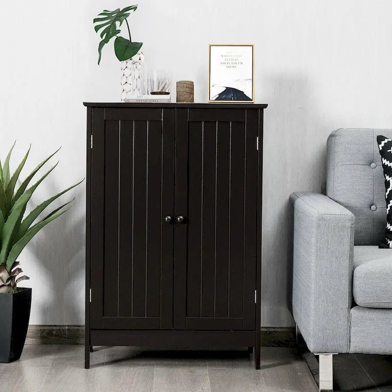 Bathroom Floor Storage Cabinet Double Door Kitchen Cupboard Shoe