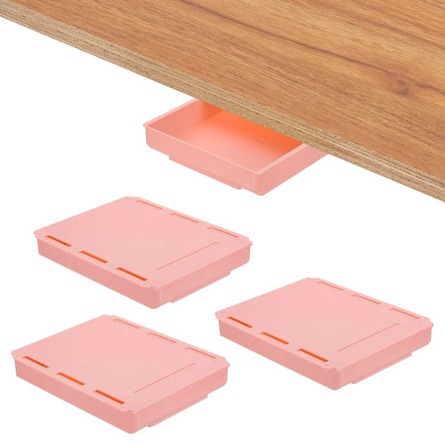 4 Pcs Self-Adhesive Under Desk Drawer for Standing Desk Office, Large - 10.04 x 7.87 x 1.65 inches