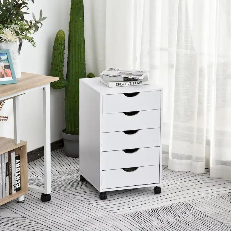 Aufbewahrungsorganizer mit 5 Schubladen, nordischem minimalistischem modernen Stil und Rollen - 15.75*15.75*26.5