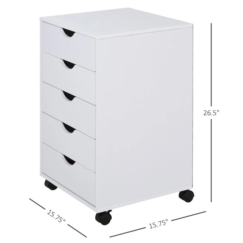 Aufbewahrungsorganizer mit 5 Schubladen, nordischem minimalistischem modernen Stil und Rollen - 15.75*15.75*26.5