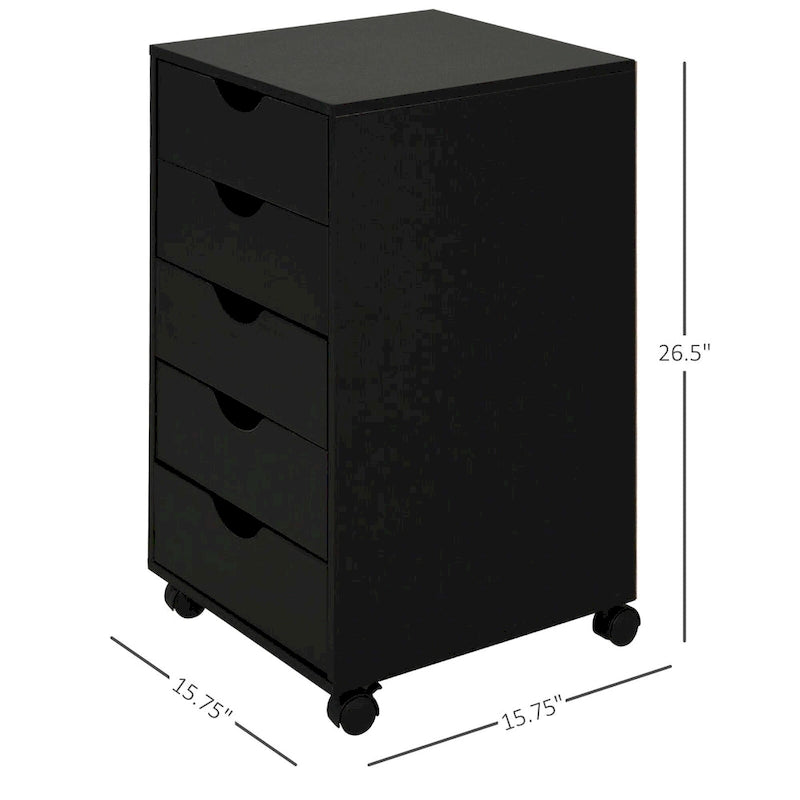 Aufbewahrungsorganizer mit 5 Schubladen, nordischem minimalistischem modernen Stil und Rollen - 15.75*15.75*26.5
