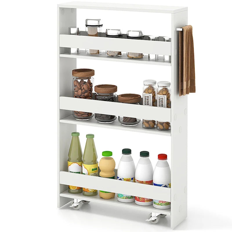 Narrow Rolling Storage Cart with Shelves for Kitchen and Bathroom