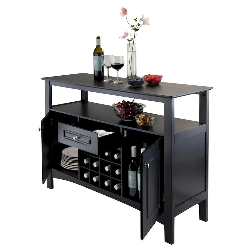 Buffet Cabinet, Black - 45.75 x 15.75 x 32.13 inches
