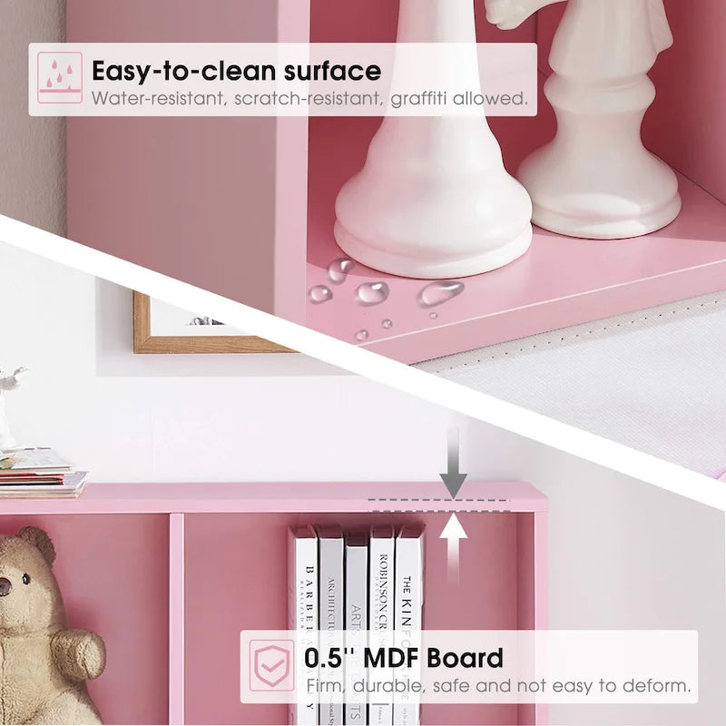 3-Tier Storage Bookcase for Kids, Simple Wood Display Cabinet for Bedroom