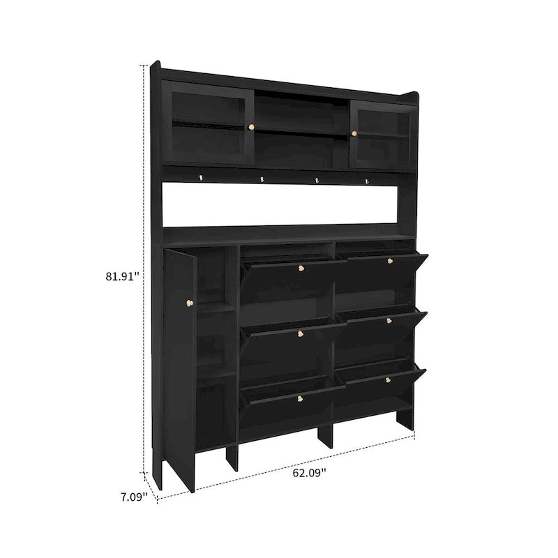 Classic Multifunctional Freestanding Tall Shoe Storage Cabinet