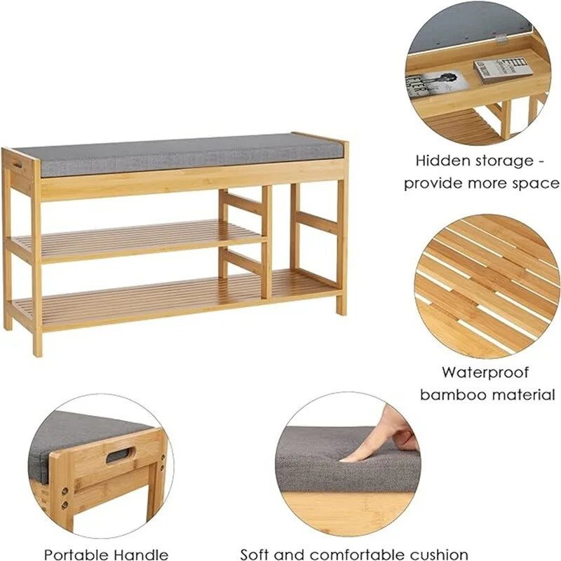 Banco zapatero con almacenamiento - 11.4D x 36W x 19.7H