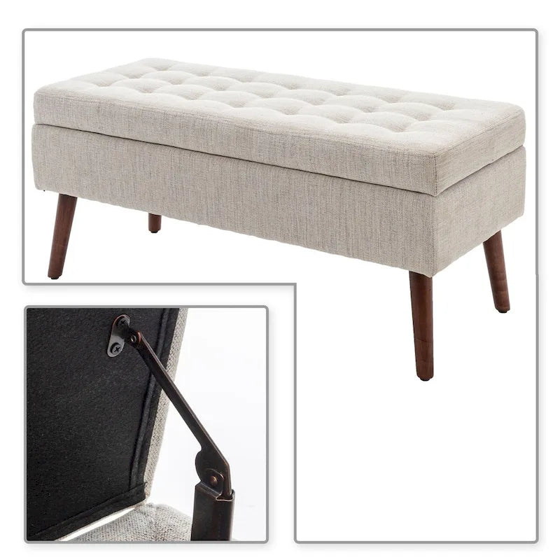 Modern Stylish Upholstered Storage Bench with Flip Top