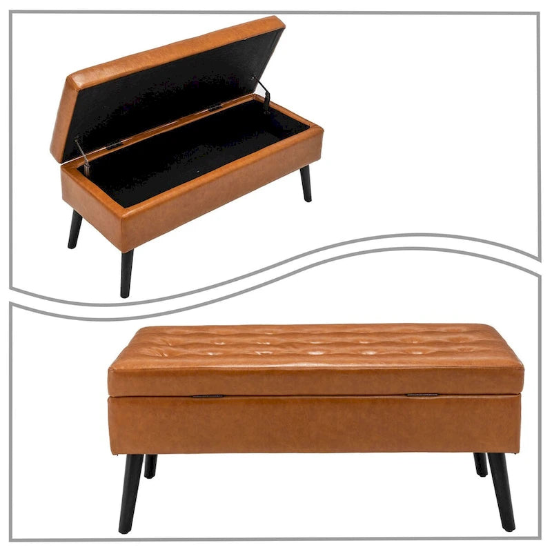 Modern Stylish Upholstered Storage Bench with Flip Top