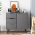 Storage Cabinet with 3 Drawers & Adjustable Shelf, Mid Century Cabinet with Door, Accent Cabinet