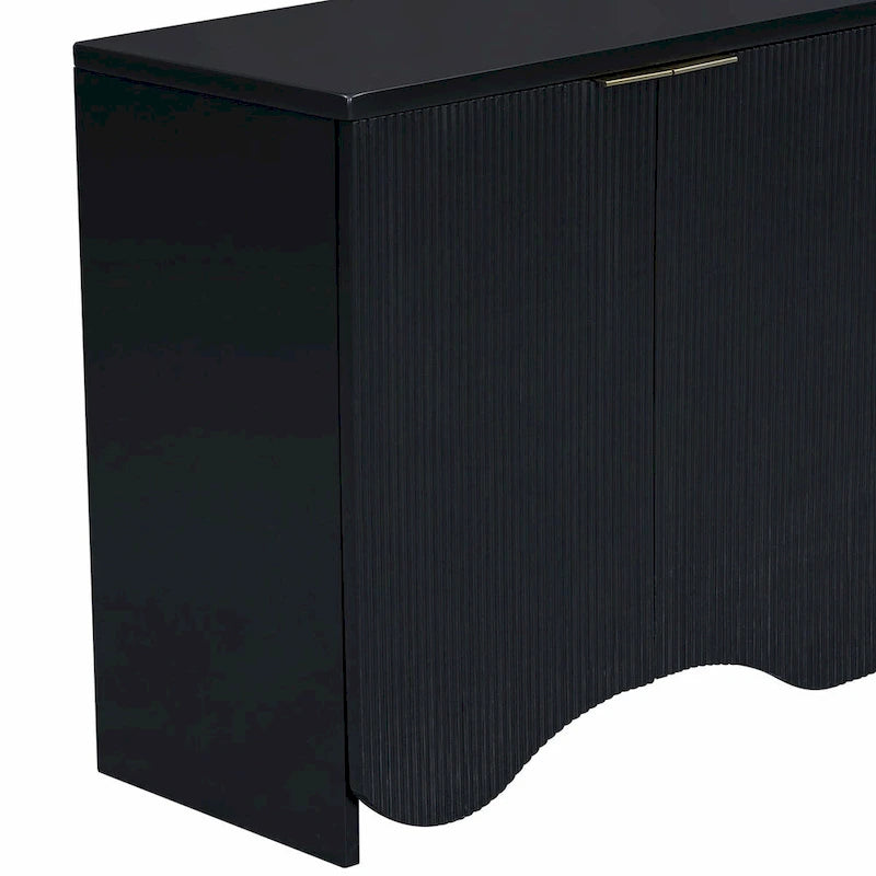 Armario de cuatro puertas con rayas verticales y diseño ondulado