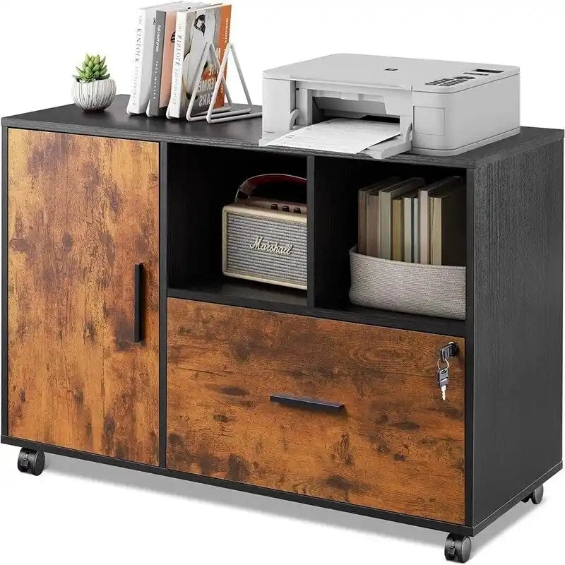 Archivador lateral de madera con 1 cajón - 15.8D x 36.6W x 25H
