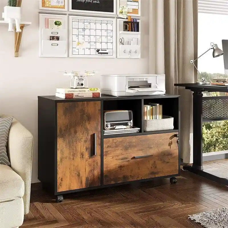Archivador lateral de madera con 1 cajón - 15.8D x 36.6W x 25H