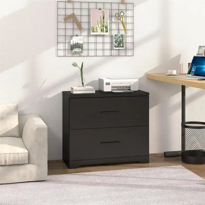 Archivador lateral de madera con 2 cajones - 27.17D x 33.86W x 29.33H