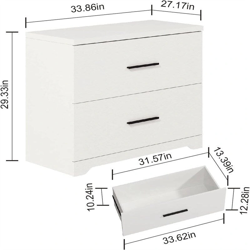 Archivador lateral de madera con 2 cajones - 27.17D x 33.86W x 29.33H