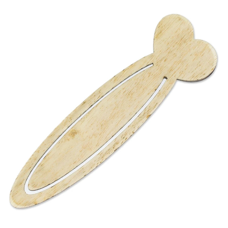 Marcapáginas artesanal de madera de teca reciclada Happy Heartbeats