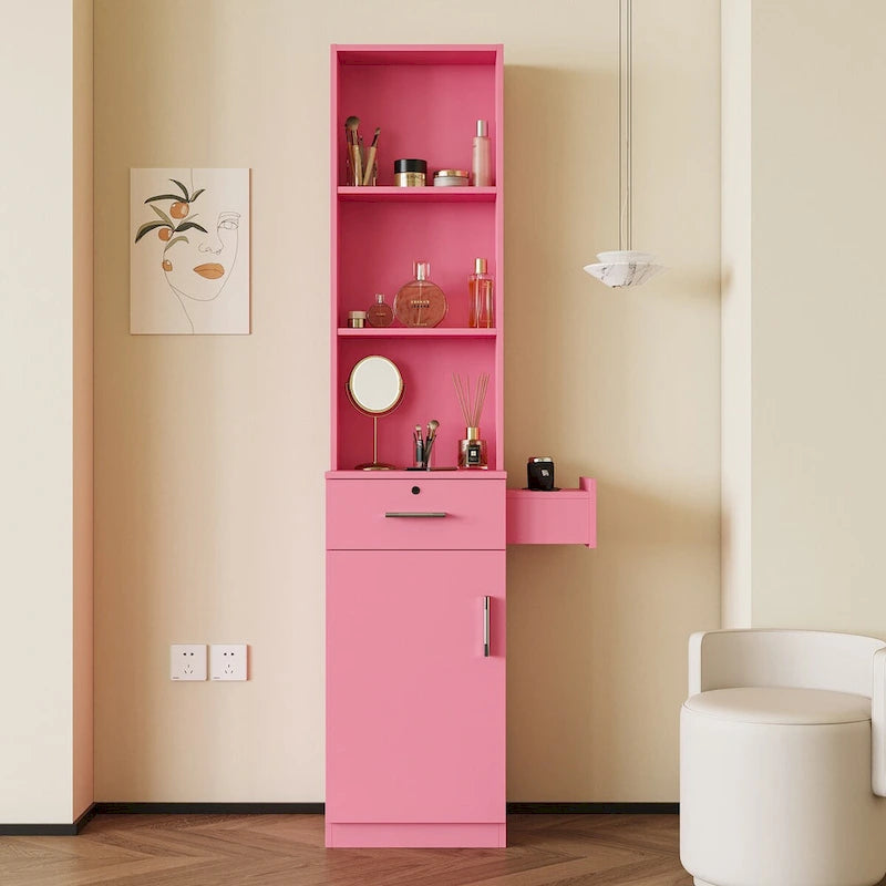 15.67 in. W x 70.87 in. H MDF Freestanding Linen Cabinet with Multi-layer Storage