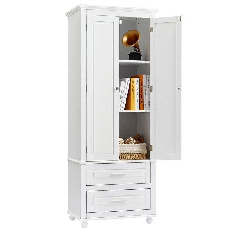 Tall Storage Cabinet with Two Drawers for Bathroom/Office