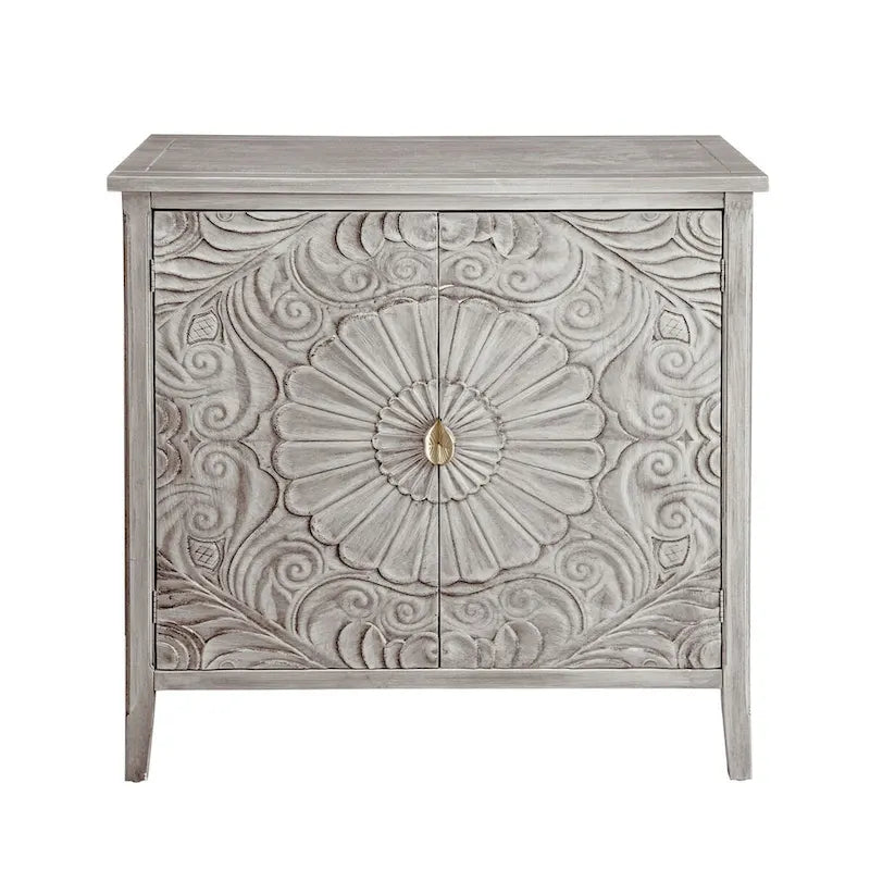 Meuble de rangement gris clair de 30.71 po de hauteur avec étagères - 31.50 x 14.97