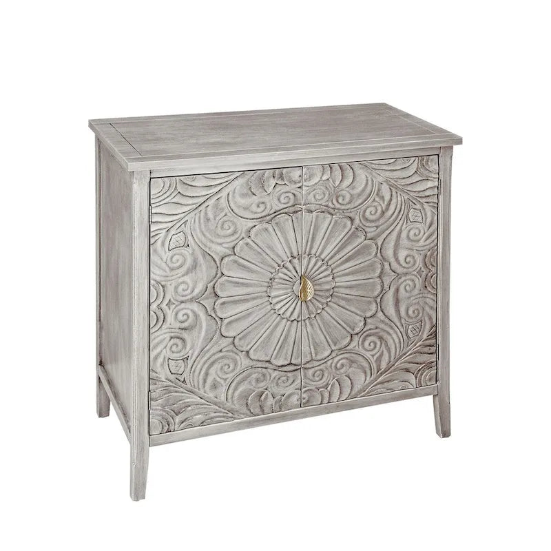 Meuble de rangement gris clair de 30.71 po de hauteur avec étagères - 31.50 x 14.97