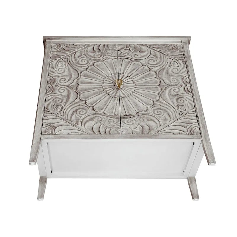 Meuble de rangement gris clair de 30.71 po de hauteur avec étagères - 31.50 x 14.97
