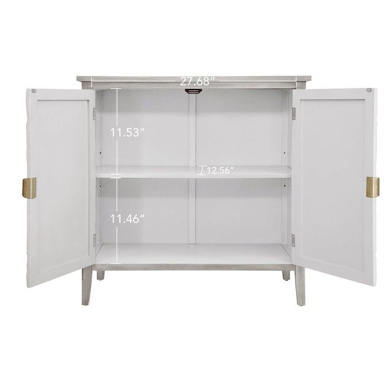 Meuble de rangement gris clair de 30.71 po de hauteur avec étagères - 31.50 x 14.97