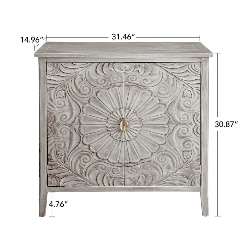 Meuble de rangement gris clair de 30.71 po de hauteur avec étagères - 31.50 x 14.97